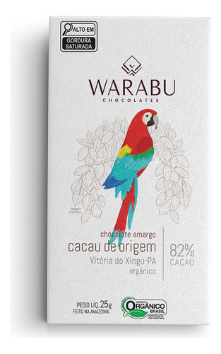 Caixa 14 Uni Chocolate Warabu Vegano Cacau 82% 25g