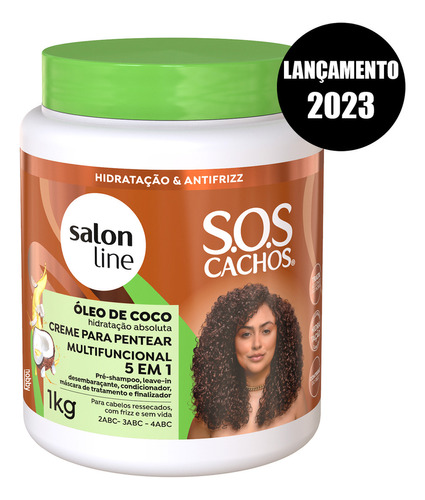 Máscara Creme Pentear Condiciona Cachos Coco Salon Line 1kg