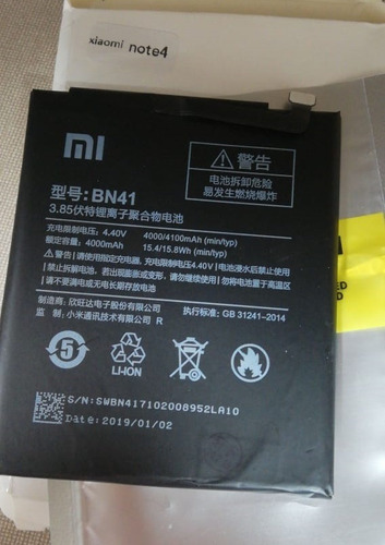 Imagen 1 de 1 de Bateria Xiaomi Redmi Note 4