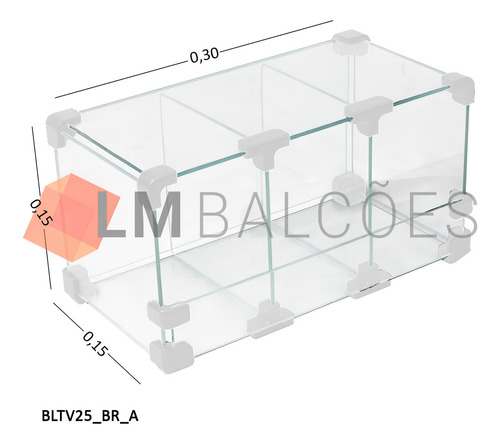 Baleiro De Vidro 0,30 X 0,15 X 0,15 C/ Tv (branco)
