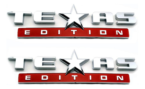 Emblema De La Edicion 3d De Texas En Plata Y Rojo, 2 Unid...