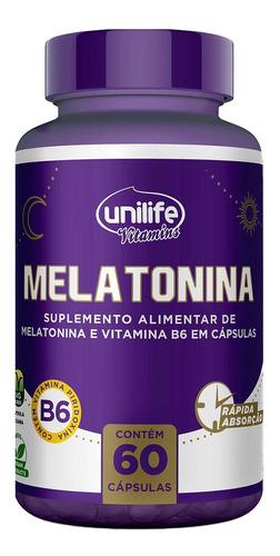 Melatonina + B6 Unilife 60 cápsulas Sabor Sem sabor