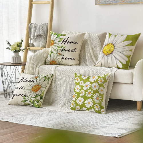 Fundas De Almohada Spring De 18 X 18, Juego De 4 Almohadas F