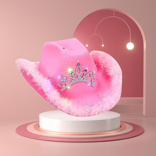 Hu Sombrero De Vaquero Rosa - Gorro De Princesa Vaquera For