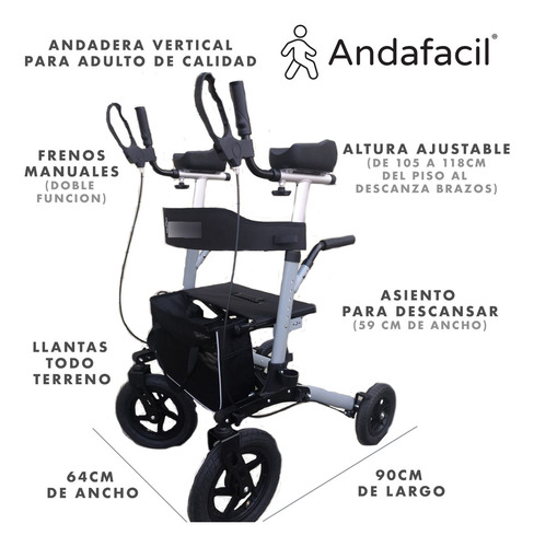Andafacil Adf-2021-1x Andadera Ort. Negra