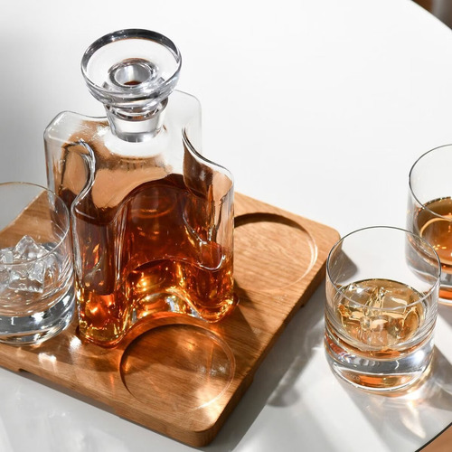 Set De Whisky 1 Botellon + 4 Vasos Cristal Krosno Sterling