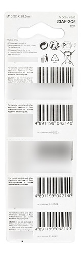 5 Pilhas Alcalina Bateria A23 Gp Batteries 23ae 12v Portão