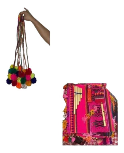 Pom Pom Baile Nortino Nuevos Baile El Trote + Bolso Colores 