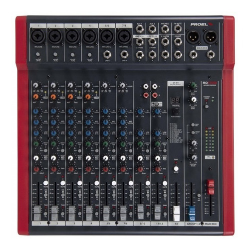 Consola Sonido Mixer Usb 12 Canales Proel Mq12usb Efectos