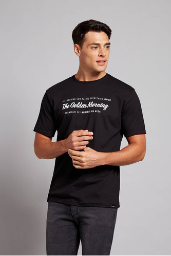 Remera Devré Jersey Estampada Negra Hombre 05d000152002