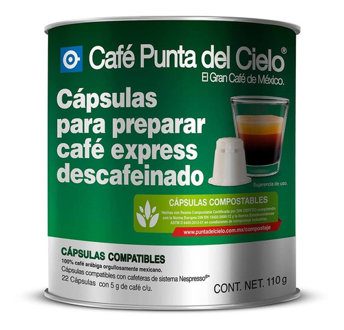 Capsulas de Café Punta Del Cielo Express Descafeinado 110g