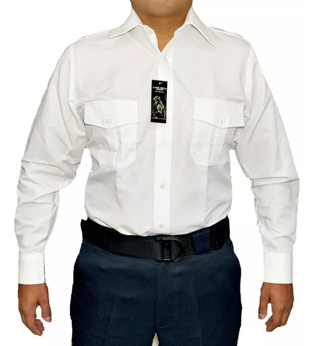 Camisa Atenas Blanca Manga Larga Seguridad  
