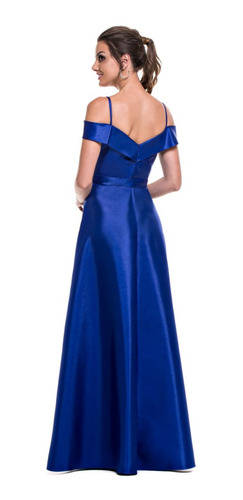Vestido Zibeline Fenda Azul Serenity Rose Gold Marsala Royal