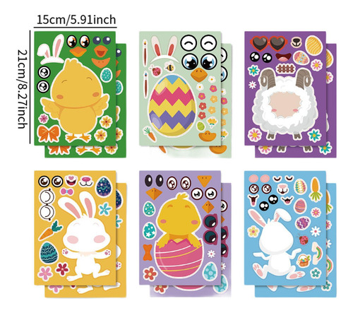 Tz 24 Piezas De Pegatinas De Juego De Fiesta De Pascua Diy