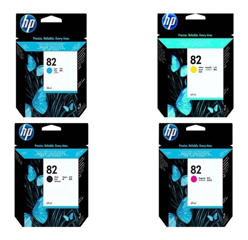 Combo Cartuchos Hp 82 4 Colores Designjet 500 510 800