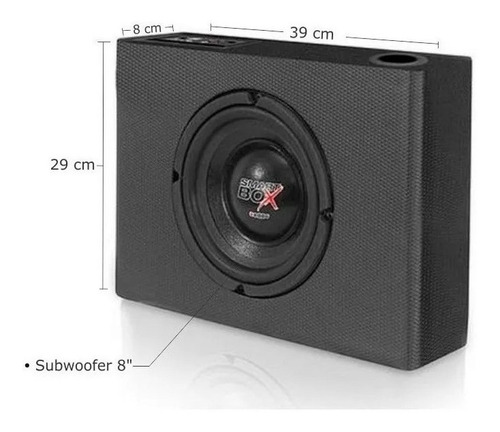 Caixa De Som Amplificada Automotiva Boog Slim Subwoofer