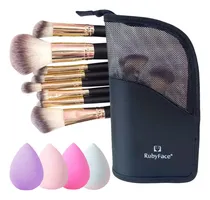 Comprar Set Maquillaje 10 Brochas Pinceles Con Estuche + Esponjas
