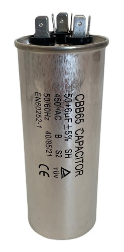 Capacitor Dual 50 + 6 Mf 450v Metálico - Aire Acondicionado