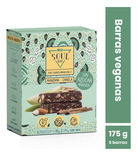 Caja 5 Barrita Manzana Canela Wild Soul  175g Natural King