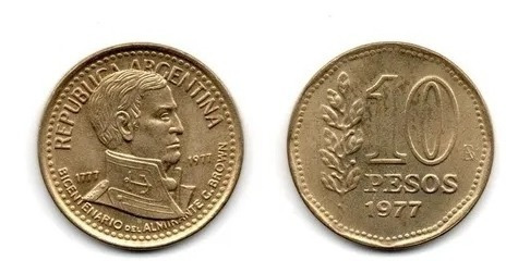 Argentina Moneda 5 Y 10  Pesos Ley 1977 Conmemorativa Brown