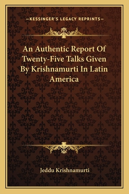 Libro An Authentic Report Of Twenty-five Talks Given By K...