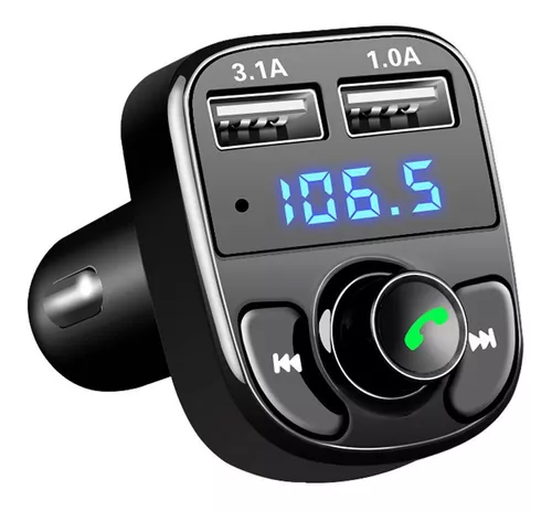 Radio Bluetooth Transmisor FM para coche con cargador receptor de audio,  adaptador de encendedor de cigarrillos, reproductor de música, manos  libres