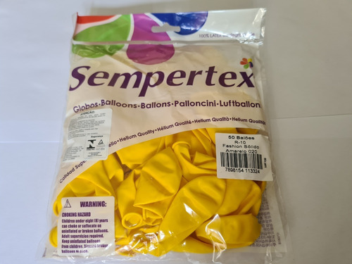Balão N°10=25cm Sempertex R10 Amarelo 50 Unidades
