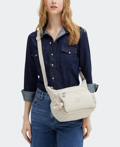 Bolsa Kipling Gabbie Chica Nueva Original Hideaway Beige Color Sólido