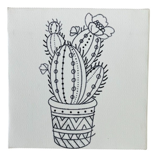 Cactus En Bastidor Listo Para Pintar Con Acrílico