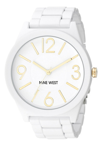 Nine West Reloj De Pulsera De Caucho Blanco Mate Para Mujer