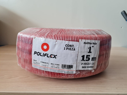 Rollo De Manguera Poliflex Plastico De 1 Pulgada Color Rojo