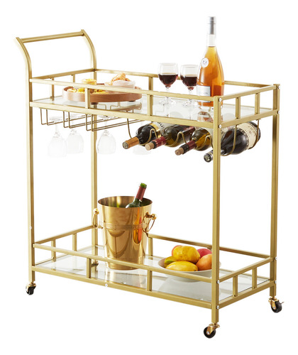 Vevor Carro De Bar 2 Niveles 85,5x38x93 Cm Carro De Servicio