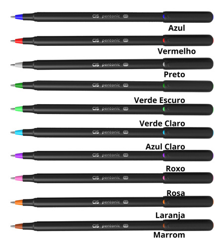 Caneta Esferográfica Pentonic Cis Estojo 10 Cores Diversas