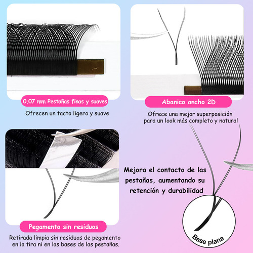 LUJITO YY-MP Blister 0.07mm Extensiones de Pestañas Mink Salón de Belleza Curvatura C/d