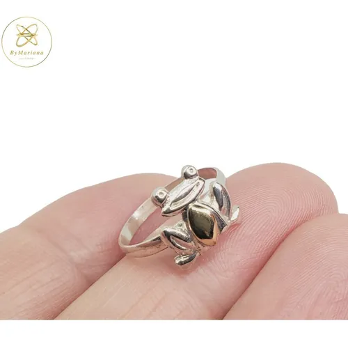Anillo Plata Y Oro Rana