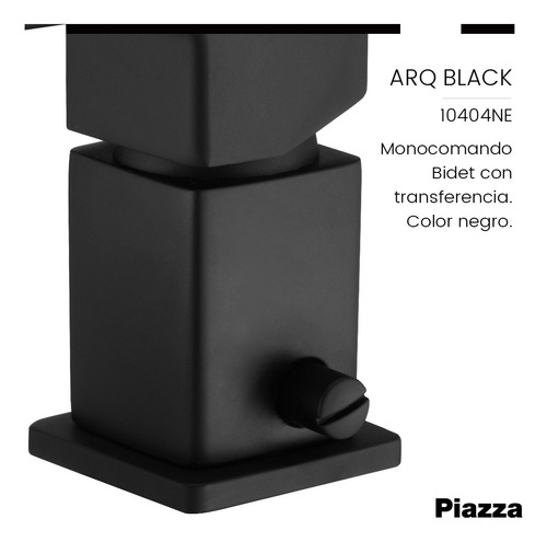 Grifería Bidet Monocom Baño Transfe Piazza Arq Negro Canilla