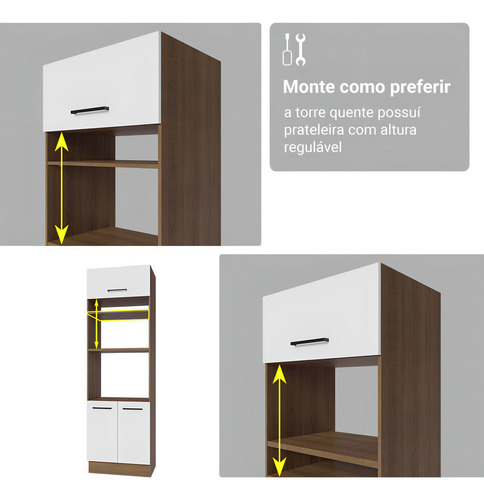 Armário De Cozinha Completa 340cm Agata Madesa 01 Cor Rustic/branco