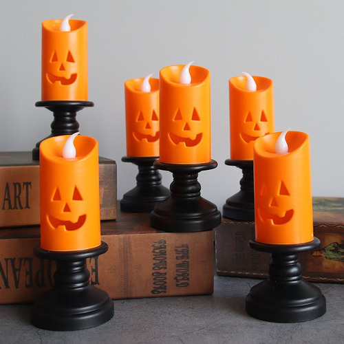 12 Velas De Calabaza De Halloween Sin Llama Naranja