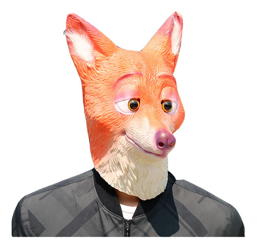 Máscara Zootopia Nick Disfraz De Zorro De Látex Sobre La Cab