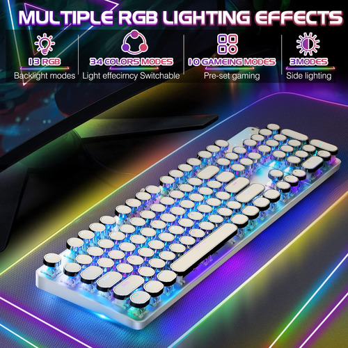 Teclado Mecánico Para Juegos Yscp Typewriter Style Rgb 104 K