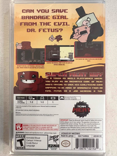Imagen 2 de 4 de Nintendo Switch Super Meat Boy / Limited Run Games / Fisico