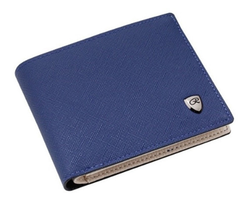 Elegante Cartera Monedero Billetera Delgada Para Hombre Color Azul Oscuro Diseño De La Tela Liso