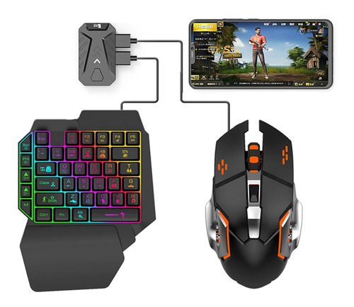 Kit Mouse Teclado Gamer Celular Bluetooth Rgb Juegos Pro Ax® Color del mouse Negro Color del teclado Negro