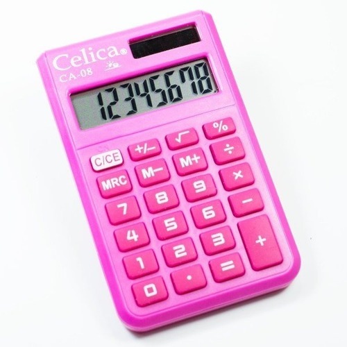 Calculadora Básica Bolsillo Celica Ca-08 Pk Dual Power Pink