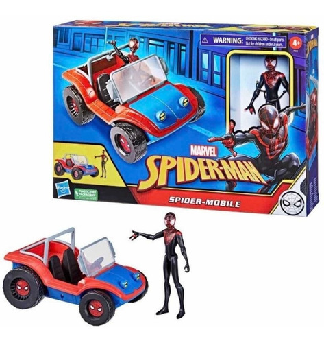 Muñeco Spiderman Miles Morales Y Carro Marvel 15 Cm Original