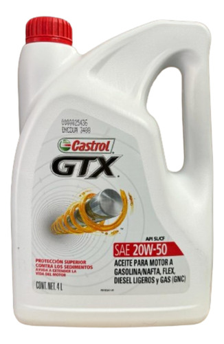 Aceite Castrol Gtx 20w50 X 4 Litros Mineral 