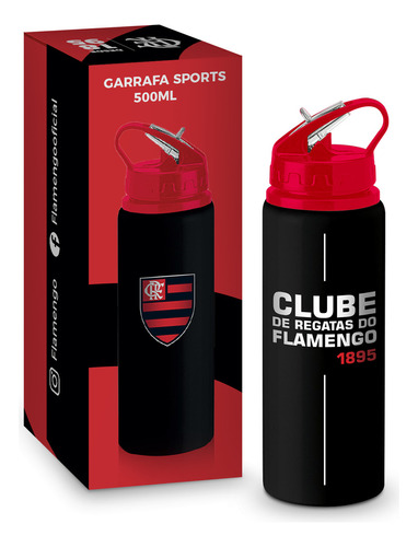 Garrafa Para Agua Canudo Sports Times Futebol 500ml Flamengo