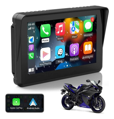 Pantalla Para Moto - Android Auto Y Apple Carplay Gps Thouse Negro