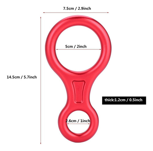Mosquetón Generic Climbing Rappel 8 Rojo 124g Aluminio