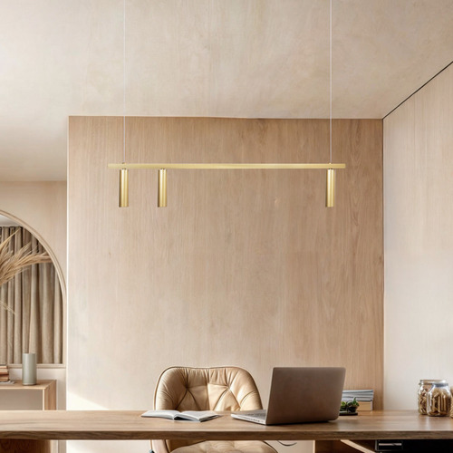 Pendente Turn Perfil Led Design Moderno 3 Spots Dourado